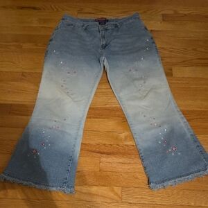 Bubblegum Denim Flare Jeans with Star Accents